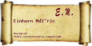 Einhorn Móric névjegykártya